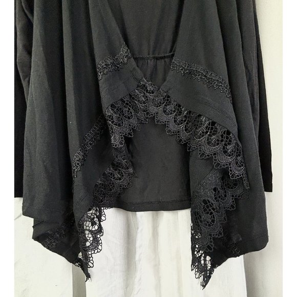 Live And Let Live Open Front Cardigan Black Lace Women’s 1X‎ Plus Waterfall EUC - Picture 3 of 8